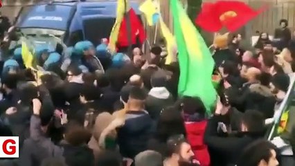 İtalya polisinden terörist sevicilere sert müdahale