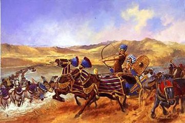 el faraon egipcio Ramses y los carros de guerra