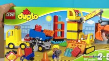 LEGO DUPLO BIG CONSTRUCTION SITE WITH MIGHTY MACHINES BULLDOZER A CRANE & DUMP TRUCK AND WORKERS