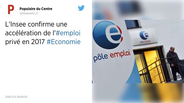 268 000 emplois salariés créés en 2017, plus haut chiffre depuis 10 ans (Insee).