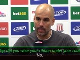 Guardiola took off yellow ribbon at Stoke 'to respect FA'