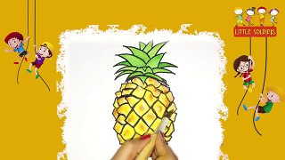 How To Draw | Pineapple | papaya | Pomegranate | Little Soldiers