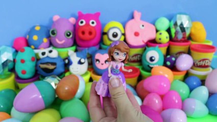 58 Play-Doh Surprise Eggs with SHOPKINS toys Peppa Pig Batman Cars Cookie Monster
