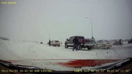 Driving into the Ditch on Icy Roads in Edmonton