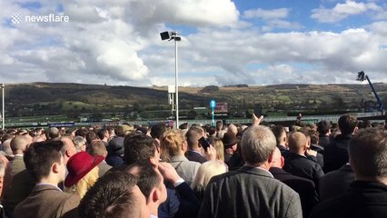 Race-goers watch the action as Cheltenham Festival gets underway