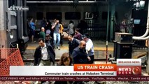 US commuter train crashes at New Jersey station