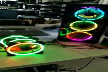BBC UPCOMING  DUAL RING RGB 3 FAN SET WITH CONTROLLER AND REMOTE
