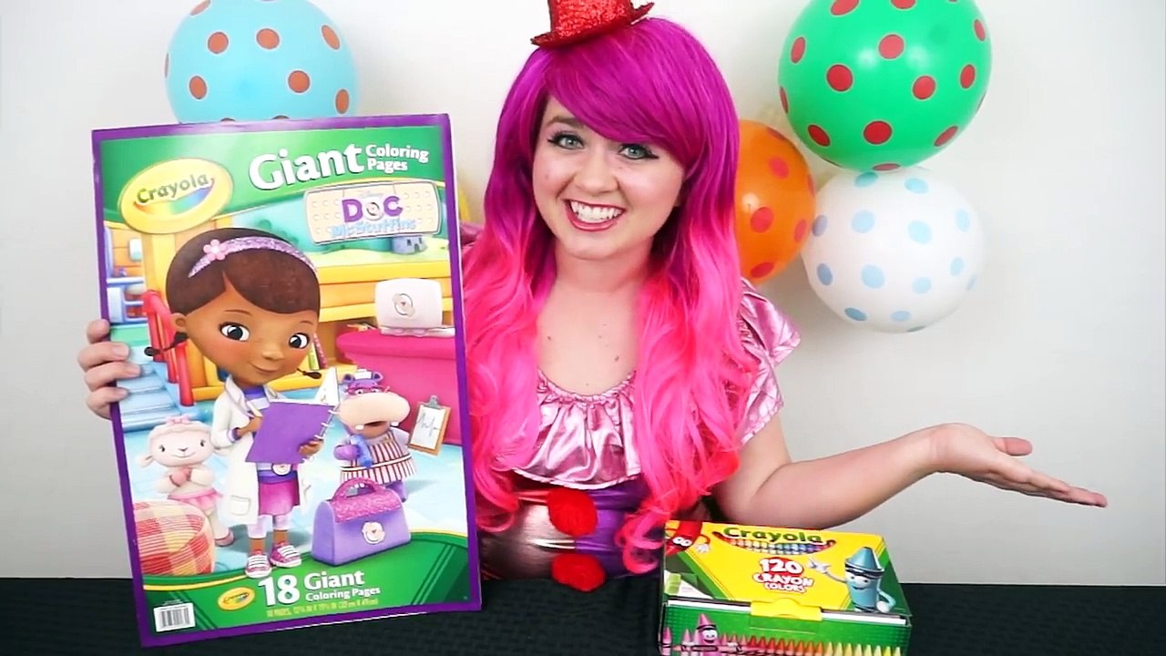 Coloring Hallie The Hippo Doc McStuffins GIANT Coloring Book Crayons | COLORING WITH KiMMi THE CLOWN