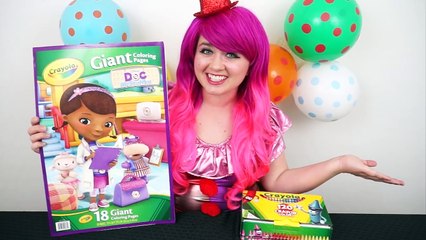 Coloring Hallie The Hippo Doc McStuffins GIANT Coloring Book Crayons | COLORING WITH KiMMi THE CLOWN