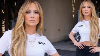 So fierce! Jennifer Lopez flaunts her toned torso in a crop top and skin-tight black jeans for sultry Instagram pic.