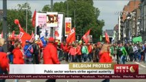 Public sector workers strike against austerity in Belgium