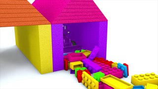 Colors for Children to Learn with 3D Sand Lego Garage and Street Vehicles For Kids