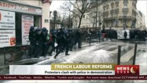 French labor reforms: student protesters clash with police in demonstration