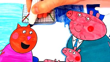 Скачать видео: Mummy Cat working in office Peppa Pig Kids Fun Art Coloring Book Pages with Colored Markers