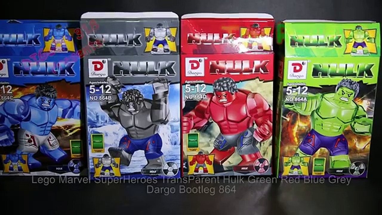 Lego Marvel SuperHeroes TransParent Hulk Green Red Blue Grey Dargo Bootleg 864 Review