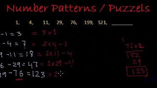 Number Patterns and Puzzle: 1, 4, 11, 29, 76, 199, 521, ___