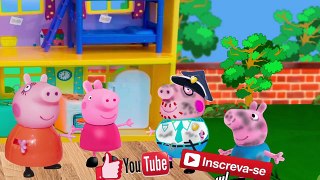 Peppa Pig e Papai pig Policial prende Lobisomem gigante e assustador