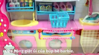 máy giặt cho búp bê barbie , cửa hàng giặt ủi của búp bê barbie , đồ chơi trẻ em Vlog 32