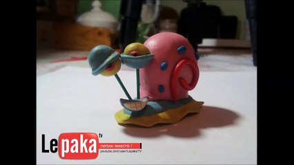 Улитка Гэри из Губка Боб из пластилина.How to make snail Gary (Spanch Bob) of clay (plasticine).