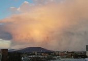 Beautiful Snow Shower Sweeps Over Mount Nittany at Sunset