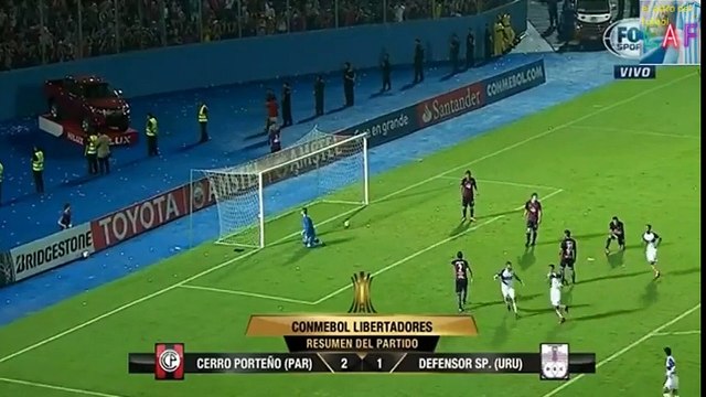 Resume goles de Cerro porteño 2 -1 defensor sp. URU conmebol libertadores