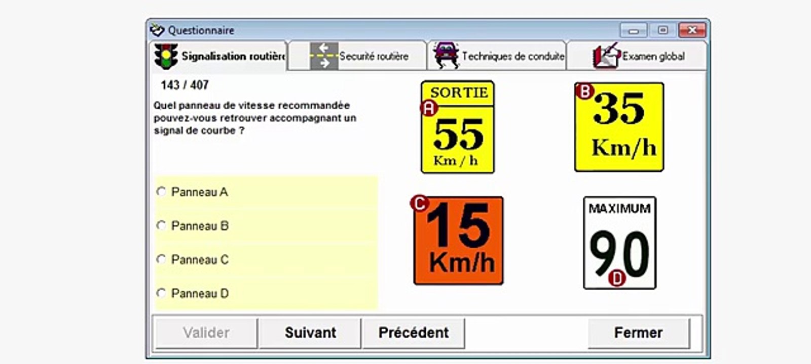 Signalisation routière la saaq teste 120/200