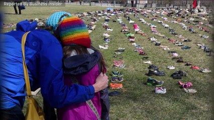 Activists Line Up Children's Shoes Outside U.S. Capitol