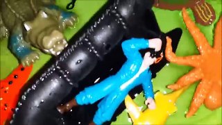 crocodile attacks pirate. Toy sharks and Toy crocodiles.