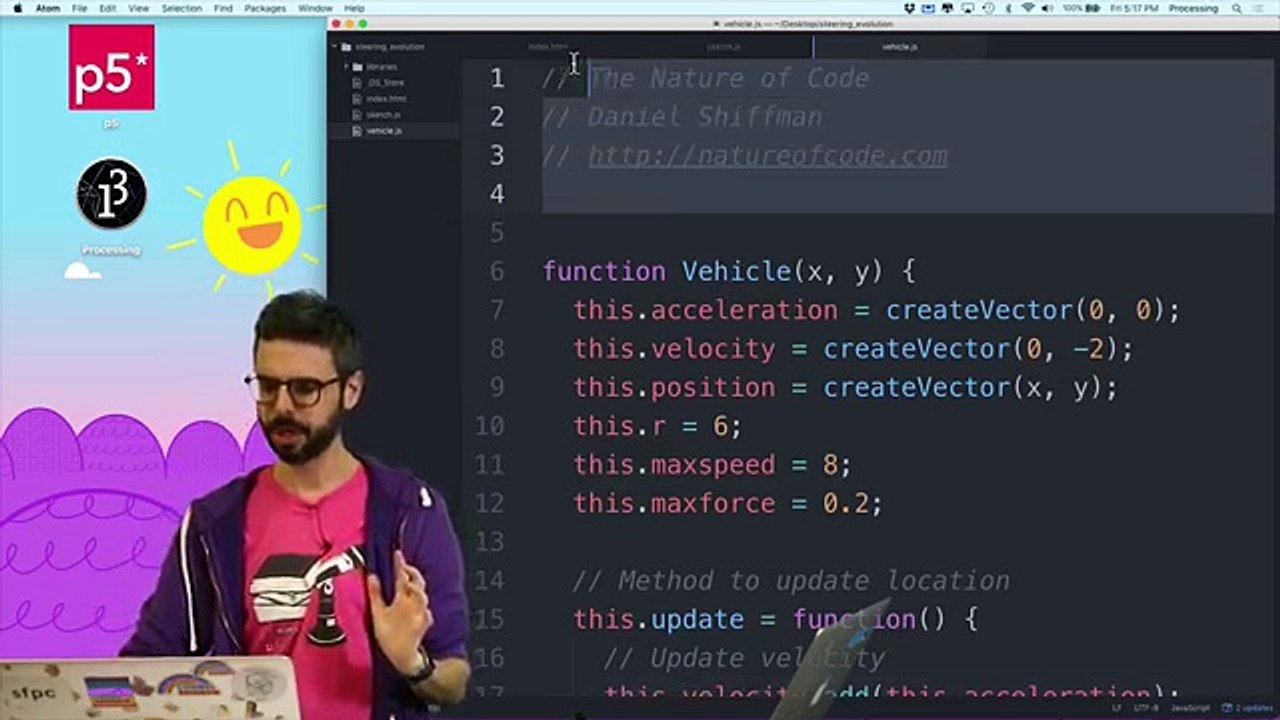 Coding Challenge #69.1: Evolutionary Steering Behaviors - Part 1