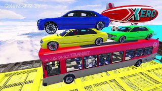 Learn Colors for Children with Color Cars on Bus in Spiderman Cartoon - Learning Video for Kids