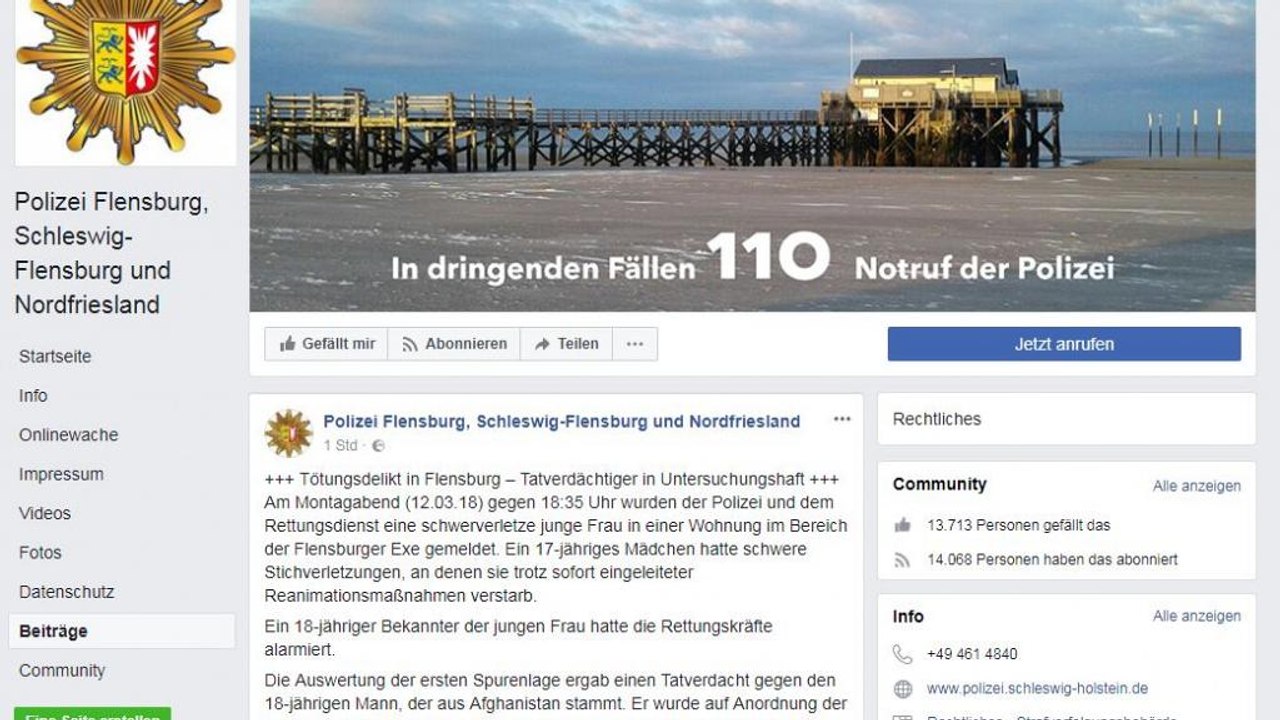 Flensburg: 17-Jährige erstochen, Afghane unter Tatverdacht