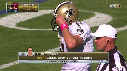 2016 - Drew Brees becomes first player with 100 games of 300+ pass yards