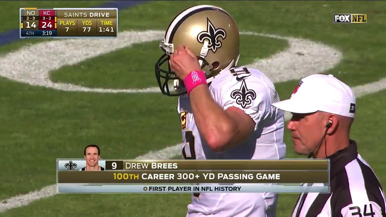 2016 - Drew Brees becomes first player with 100 games of 300+ pass yards