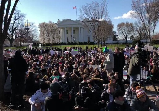 Students Sit in Silence in Front of the White House