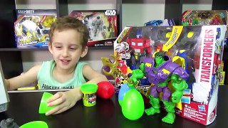 Hulk Vs Optimus Prime Marvel Super Hero Mashers Toys Surprise Eggs Ovos Surpresas. Em Português
