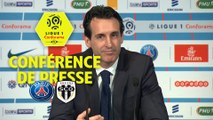 Conférence de presse Paris Saint-Germain - Angers SCO (2-1) : Unai EMERY (PARIS) - Stéphane MOULIN (SCO) - 2017/2018