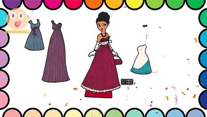 Princess Fashion Coloring Page | Learn Names Of Colors And Clothes | Coloring For Kids