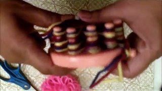 LOOM KNITTING Pom Pom with a Flower Loom DIFFERENT! by LoomaHat
