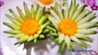 Carving Cucumber and Carrot Flower- Vegetable Design Rose The art In Fruit Flower