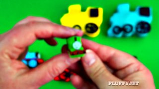 Play-Doh Trains Surprise Eggs Thomas Tank Engine Mickey Mouse Cars 2 Spongebob Toy Trains FluffyJet