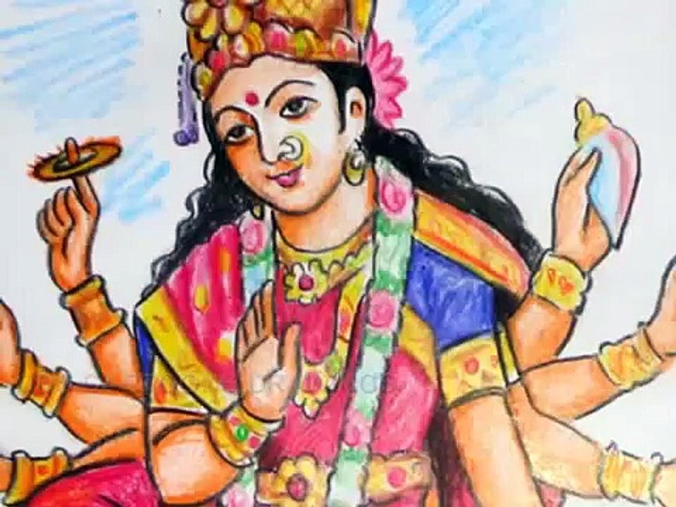 How to Draw DEVI DURGA NAVARATRULU BHAVANI COLOR Drawing - video ...