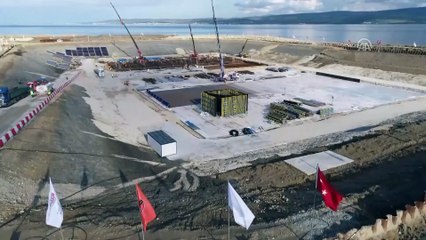 '1915 Çanakkale Köprüsü' inşaatında denize iniliyor - Havadan - ÇANAKKALE