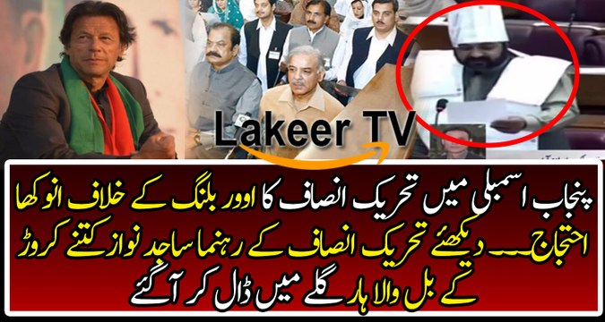 PTI Leaders Protesting against Over-Billing in National Assembly