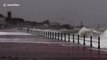 Savage seas and storm-force gales hit UK fishing village