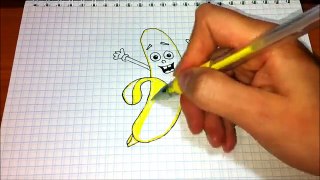 Простые рисунки #351 Как нарисовать влюбленный банан ❤