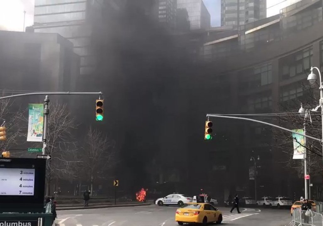 Smoke Rises in Midtown Manhattan as NYPD Truck Catches Fire