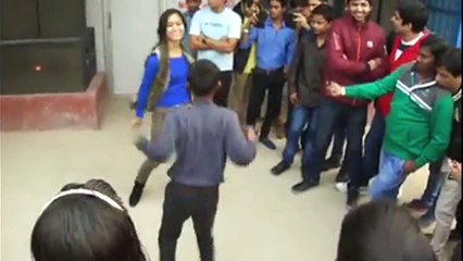 Local Indian Girl Dance with boy at public place