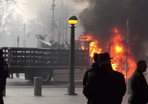 NYPD Truck Catches Fire in Columbus Circle