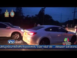 ฝนตกถนนลื่นเสียหลักพลิกคว่ำชนกัน 6 คันรวด l ข่าวมื้อเช้า l 15 ส.ค.59