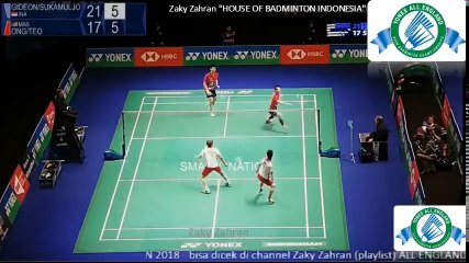 Smash Sapu Kiri Kanan - Kevin-Markus ( Indonesia ) vs Ong-Teo ( Malaysia ) Yonex All England 2018